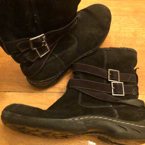 Black suede ankle boots very good cond SZ 10 CUTE - Picture 2 of 8